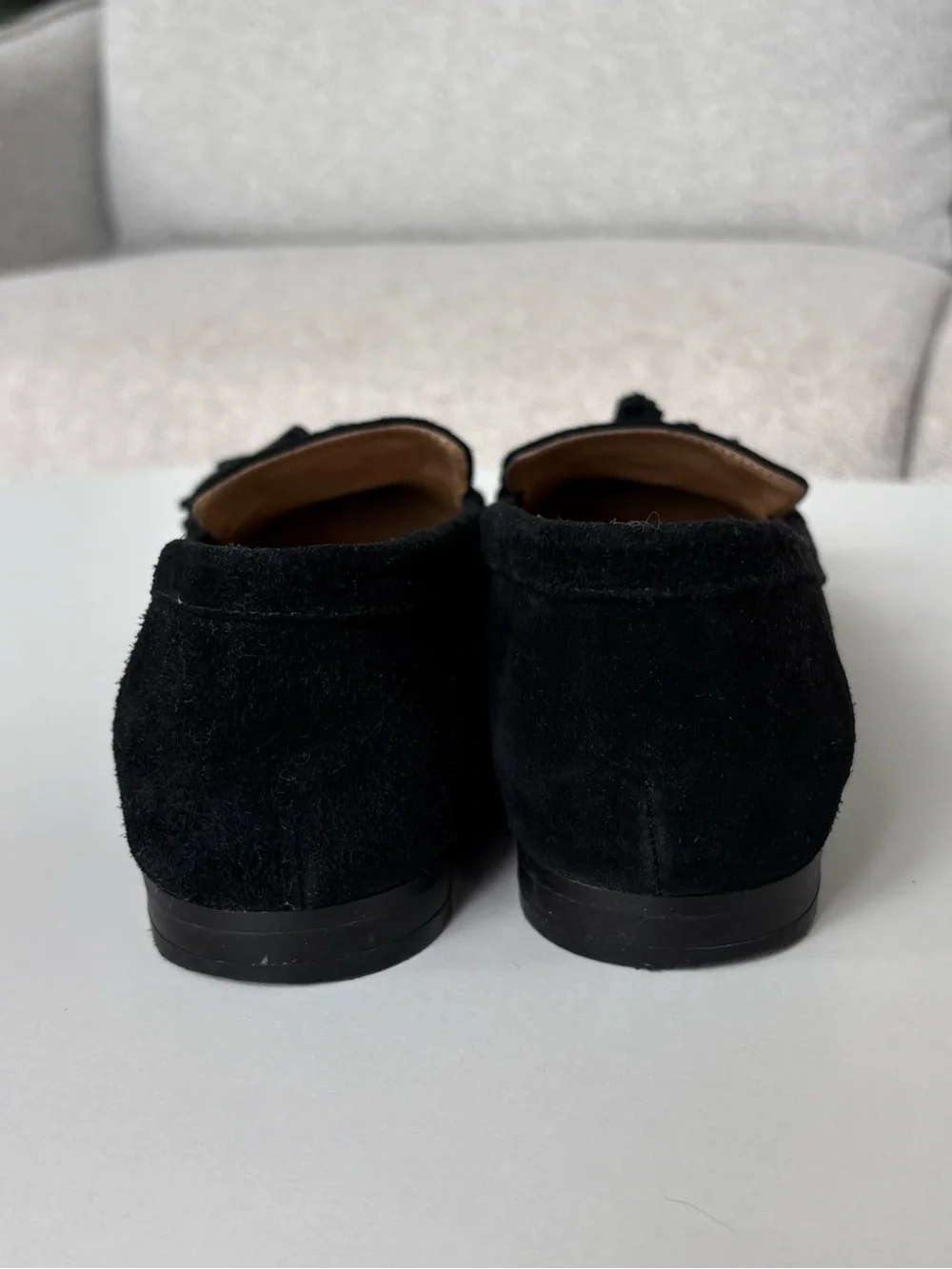 Topshop Black Suede Tassel Loafers